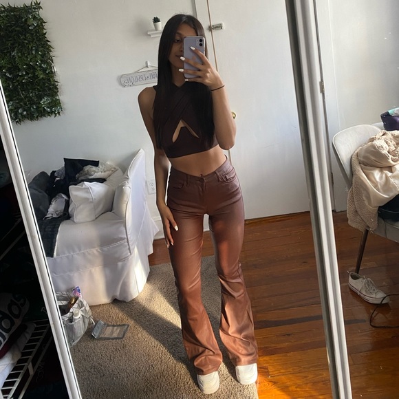 Edikted Luna Faux Leather Pants 